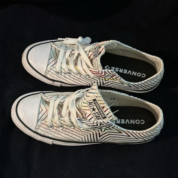 Converse All Star sparkly multicolor stars on white sneakers - Picture 5 of 10